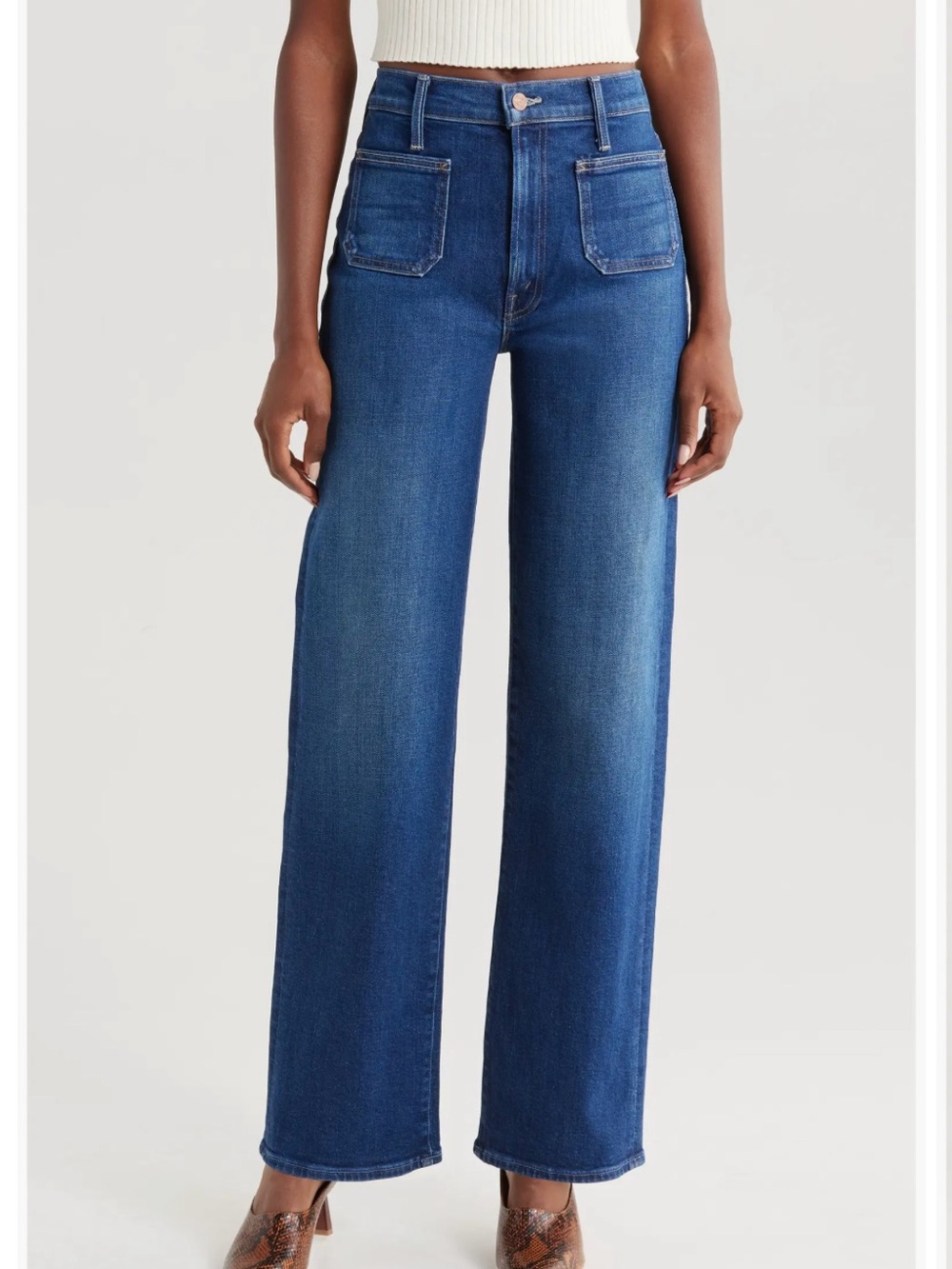 MOTHER Dark Indigo High-Rise Wide-Leg Jeans